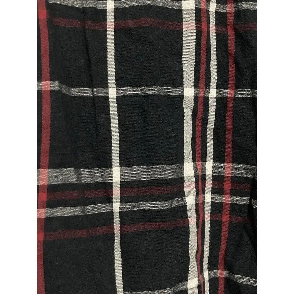 Levis Cutoff Sleeveless Shirt Vest Mens M Black Red White Button Down Flannel